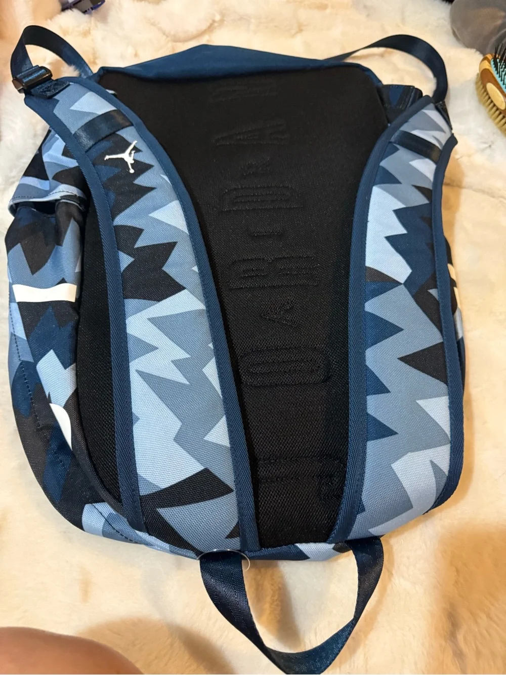 Jordan Men's Navy and Light Blue Geometric Backpack